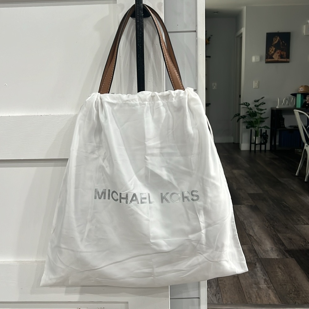 Rare Michael Kors Satchel Handbag Raven Molly Arlo Leather Canvas Hobo Tote Bag - Picture 12 of 16